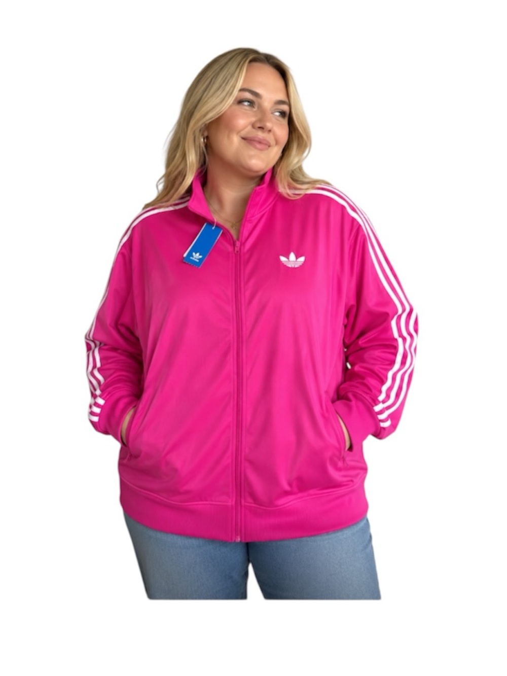 Adidas Ladies Fuchsia Pink Track Jacket XL Full Zip